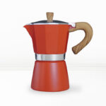 Cafetera Moka roja (6 tazas de café espresso)