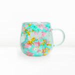 Taza Doble Fondo con Flores 250 ml – Pastel Turquesa y Rosa