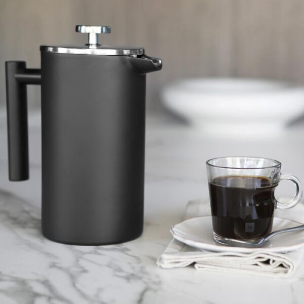 Prensa Francesa de Acero inoxidable 600ml  negro y plateado